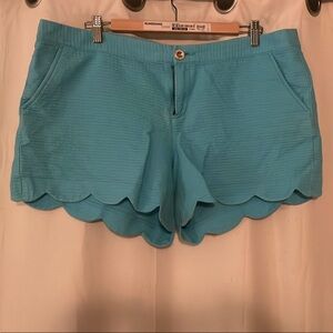 Lilly Pulitzer Buttercup High Waist Scalloped Aqua Shorts